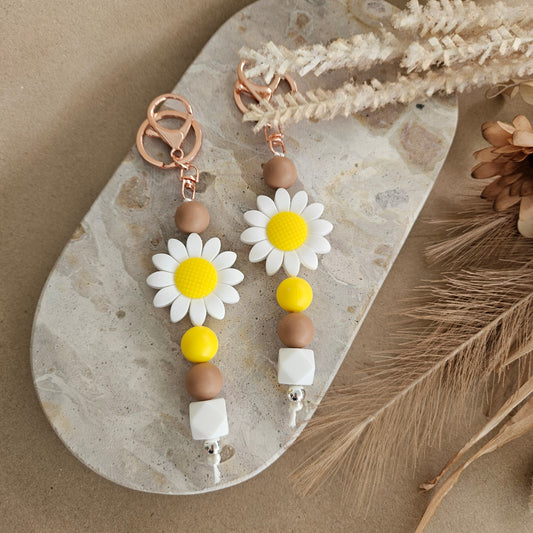 White Sunflower Keychain